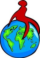 red figure on the globe