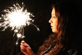 Girl with fireworks
