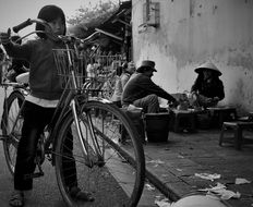 black and white photo of the life in Vietnam