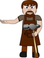 drawing of a blacksmith on a white background