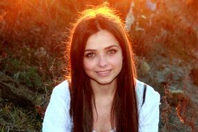 portrait of a girl in the sunset