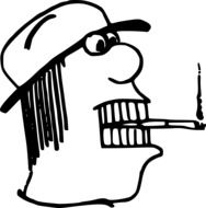 a man smokes Cartoon drawing