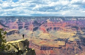 gorgeous landscape with Man standing on rock, usa, arizona, Grand Canyon