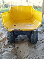 Yellow Truck Toy on a sand