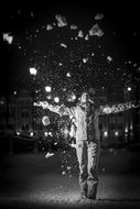 Man playing with snow