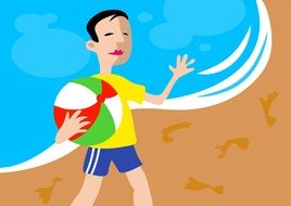 graphic image of a boy with a colorful ball