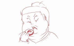 graphic image of a fat glutton with a donut