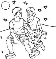 black and white graphic image of a couple in love under the moonlight