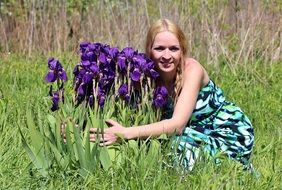 Blonde Girl with Flowers Field