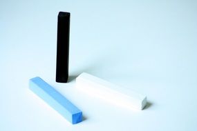 white, black and blue chalk