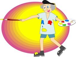 graphic image of a cheerful artist