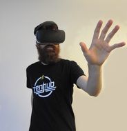 man with glasses for virtual reality