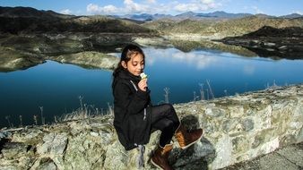 girl with flower in kalavasos