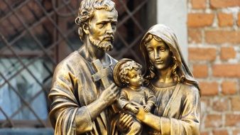 bronze statue of the holy family, poland, kazimierz biskupi