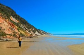 landscape of woman is walking on the beach in Australia