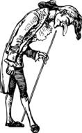 caricature of a tall man with a long nose