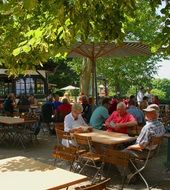 garden with dining tables