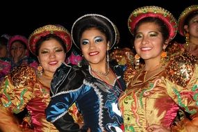 girls in colorful traditional costumes in Peru