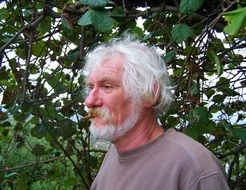 portrait of a smoking old man