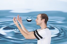 clipart of Caucasian Man with water drop