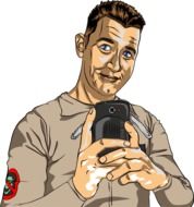 man with a gadget as a graphic image