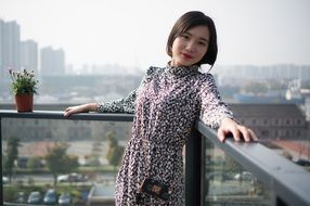 asian model on the roof top