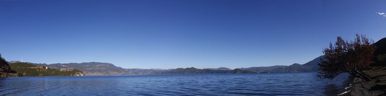 panoramic view of Lugu Lake, china, Yunnan