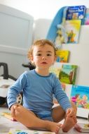 Cute sitting little child