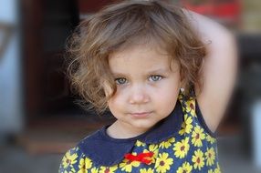 Little Romanian Girl with Curly Hair, portrait