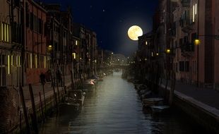 moon on the background of night Venice