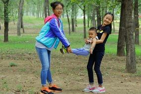 funny children play in the park