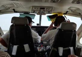 two pilots in the cockpit