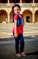 young girl on the square