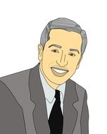 portrait of a gray-haired man in a business suit as a graphic image