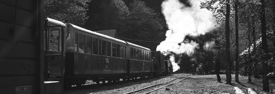 black and white picture of a train