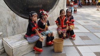 girls from a tribe in the city of chiang mai in thailand