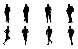Silhouettes of men in different poses