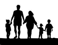 Black silhouettes of family