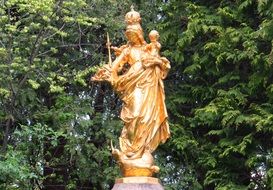 virgin Maria with baby Jesus, Golden sculpture