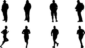 variety of black silhouettes of athletes