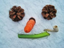 Funny Snowmanâs Face with pipe