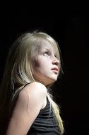 blonde Girl looking up, Portrait