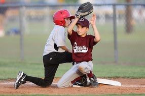 Colorful players playing baseball