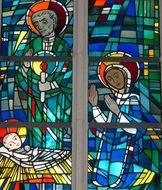 stained glass with nativity scene