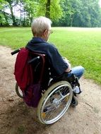 retired in the wheelchair in the park