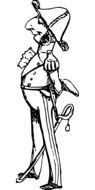 black and white graphic image of an man in an old suit