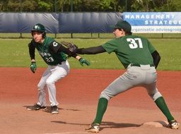 Baseball players on a baseball field
