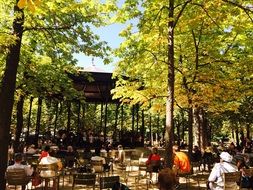 people sitting on chairs in Jardin Du Luxembourg at Summer, france, paris