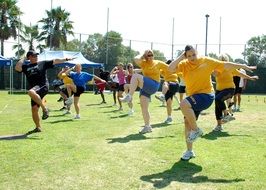 fitness with an instructor outdoors