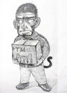 painted monkey with box